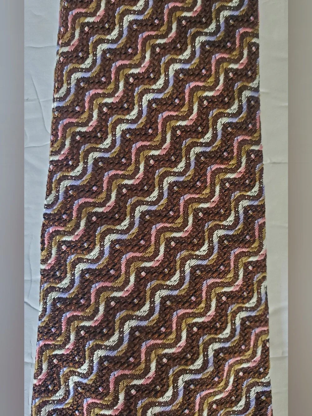 Missoni Designer Necktie Cravatte Multicolor Chevron 100% Silk Made In Italy